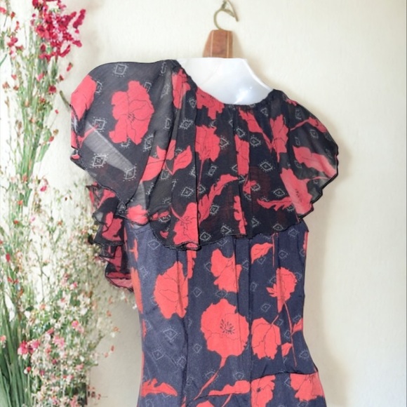 FREE PEOPLE AUSTYN FEMME FLORAL FLARE WIDE LEG RUFFLE TRIM JUMPSUIT SIZE S - Picture 10 of 11